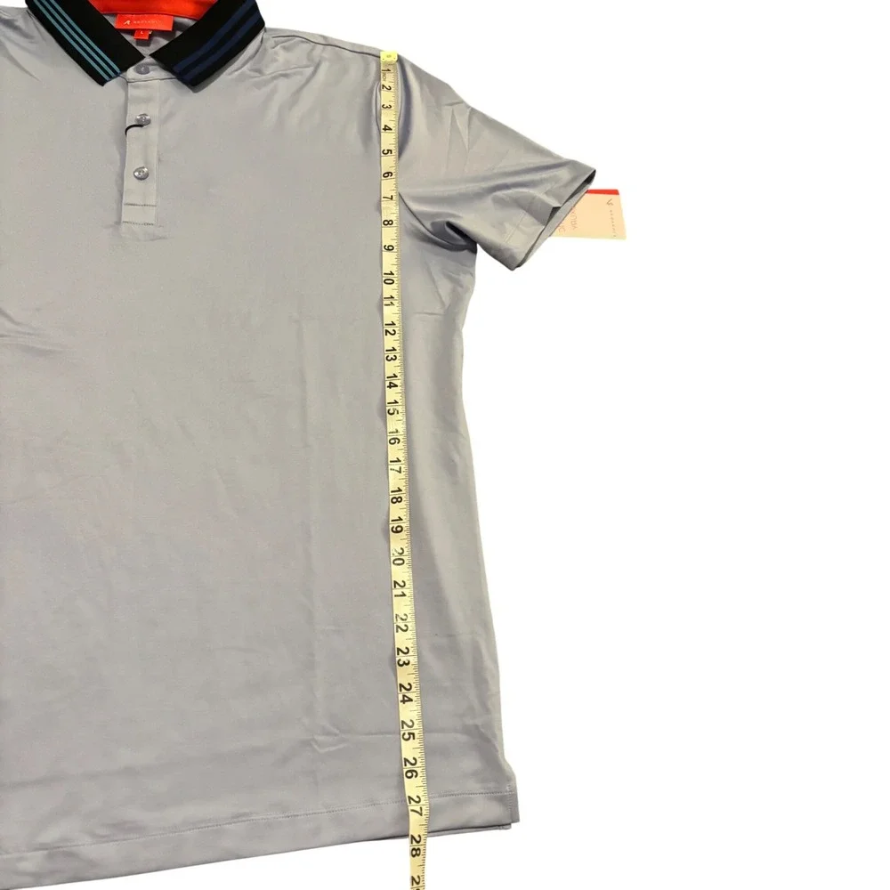 Redvanly Mens Harley Polo Shirt Baby Lavender Purple Striped Collar R2404 Large‎